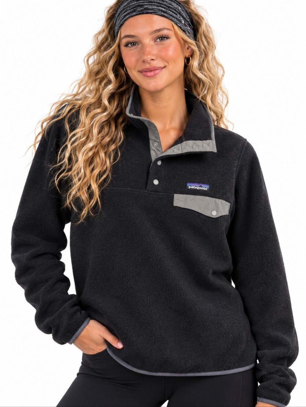Patagonia Lightweight Synchilla Snap-T Fleece Pullover Black Gray XS EUC